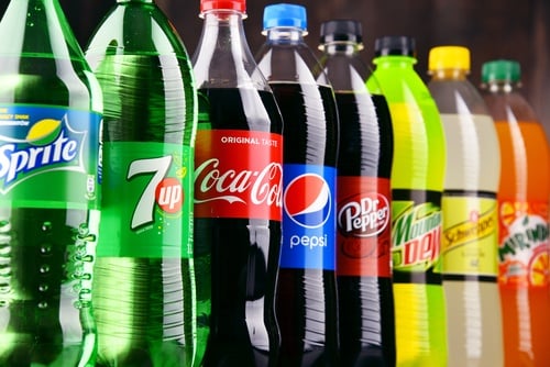 Soda flavors in a vending machine